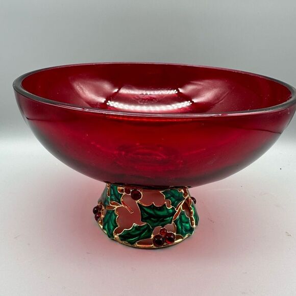 Telefloral vintage red Christmas bowl - Picture 1 of 7